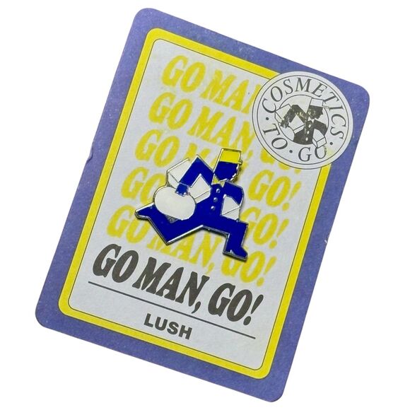Lush Kitchen Exclusive Go Man, Go! Running Man Cosmetics to Go Enamel Pin NWT - Picture 1 of 8